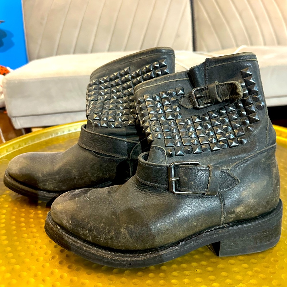 ASH rockstud punk flat booties, size 39 / 8.5
